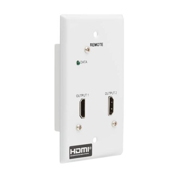 Tripp Lite 2-Port HDMI over Cat6 Receiver, Wall Plate - 4K 60 Hz, HDR, 4:4:4, PoC, HDCP 2.2, 230 ft. (70.1 m), TAA