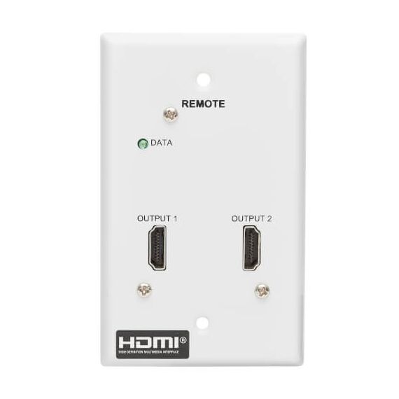 Tripp Lite 2-Port HDMI over Cat6 Receiver, Wall Plate - 4K 60 Hz, HDR, 4:4:4, PoC, HDCP 2.2, 230 ft. (70.1 m), TAA, 2 image