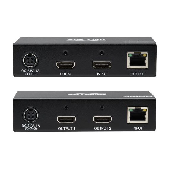 Tripp Lite 2-Port HDMI over Cat6 Extender Kit, Transmitter/Receiver - 4K 60 Hz, HDR, 4:4:4, PoC, 230 ft. (70.1 m), TAA, 2 image