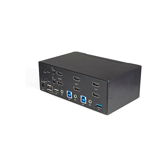 Startech 2 Port Dual Monitor HDMI KVM Switch - 4K 60Hz Ultra HD HDR - Desktop 4K HDMI 2.0 KVM Switch with 2 Port USB 3.0 Hub (5Gbps) & 4x USB 2.0 HID, Audio - Hotkey Switching - TAA, 2 image