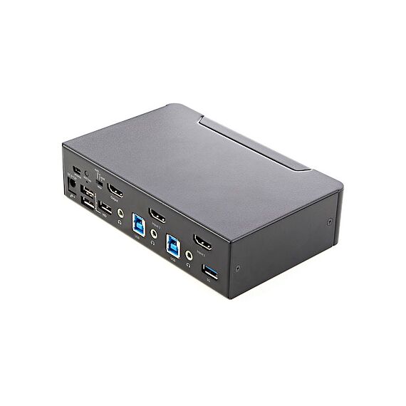 Startech 2 Port HDMI KVM Switch with 2 Port USB 3.0 Hub 5Gbps - Hotkey/Push Button - Ultra HD 4K 60Hz HDR10 HDMI 2.0 (3840x2160) - HDCP 2.2 - EDID, HDCP Emulation - Front Facing USB 3.0 Port - 4x USB HID - 2 or 7.1ch Audio - OS Independent - 2 Year Warr, 3 image