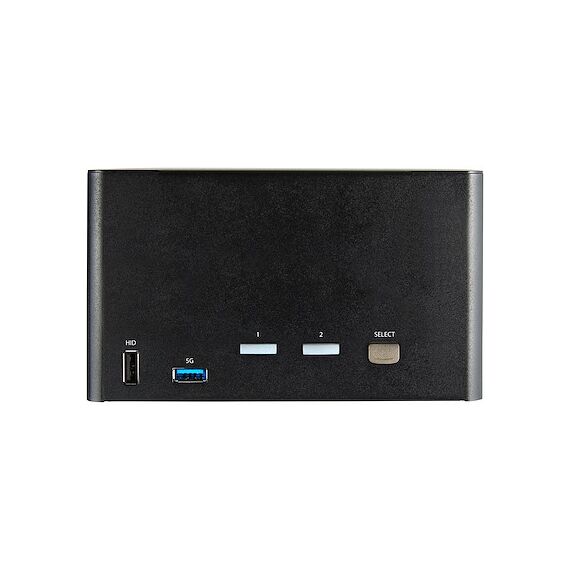 Startech 2 Port Quad Monitor DisplayPort KVM Switch with 2 Port USB 3.0 Hub 5Gbps - Hotkey/push button - Quad UHD 4K 60Hz HDR10 DP 1.2 (3840x2160) - HDCP 2.2 - Front facing USB 3.0 Port, 4x USB HID - 2 or 7.1ch Audio - OS Independent - 2 Year Warranty - T, 4 image