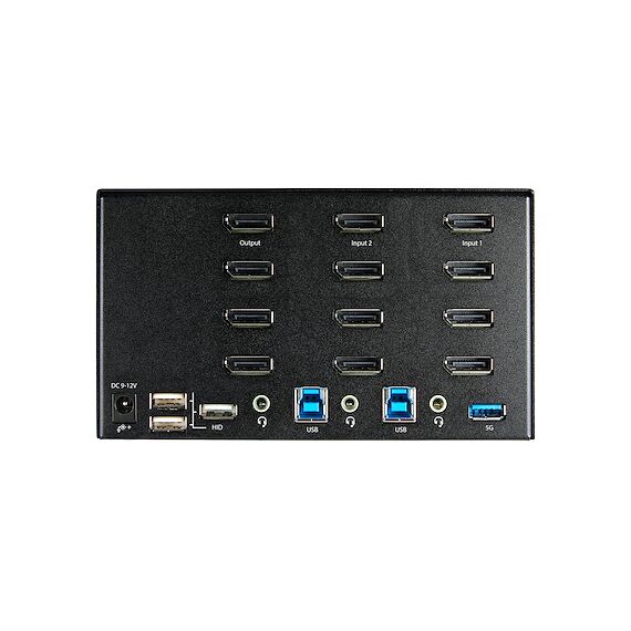 Startech 2 Port Quad Monitor DisplayPort KVM Switch with 2 Port USB 3.0 Hub 5Gbps - Hotkey/push button - Quad UHD 4K 60Hz HDR10 DP 1.2 (3840x2160) - HDCP 2.2 - Front facing USB 3.0 Port, 4x USB HID - 2 or 7.1ch Audio - OS Independent - 2 Year Warranty - T, 3 image