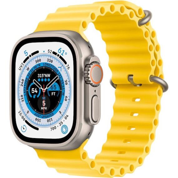 Apple Watch Ultra (GPS + Cellular) 49mm Titanium Case with Yellow Ocean Band - Titanium