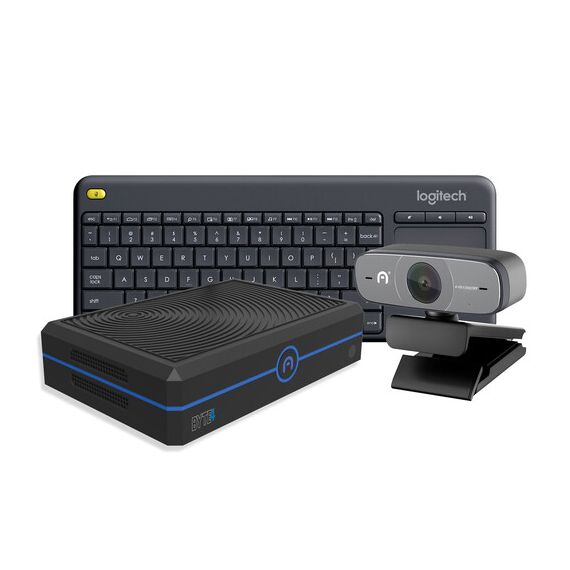 Azulle Byte4 Pro Mini PC with Webcam & Logitech Keyboard Bundle