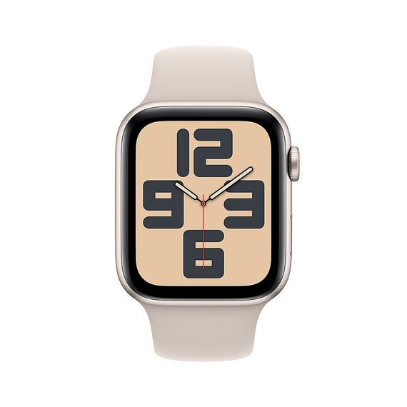 Apple Watch SE 2nd Generation (GPS) 44mm Starlight Aluminum Case with Starlight Sport Band - S/M - Starlight, 2 image