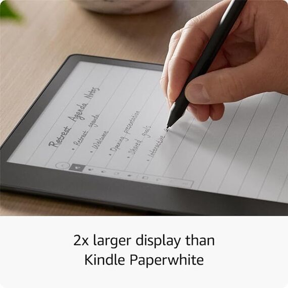Kindle Scribe Essentials Bundle including Kindle Scribe (16 GB)  Basic Pen Leather Folio Cover with Magnetic Attach Burgundy and Power Adapter, 4 image