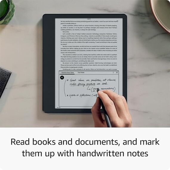 Kindle Scribe Essentials Bundle including Kindle Scribe (16 GB)  Basic Pen Leather Folio Cover with Magnetic Attach Burgundy and Power Adapter, 2 image