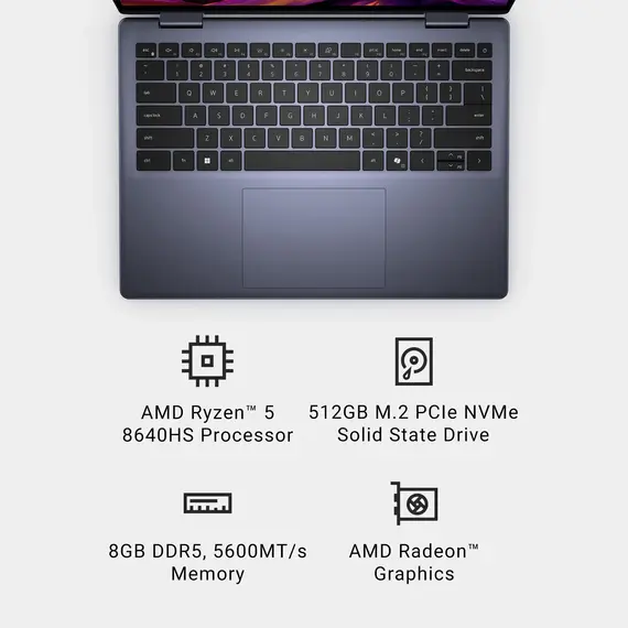 Top ponuda Dell - Inspiron 14 2-in-1 14" IPS LED FHD Touch Screen Laptop - AMD Ryzen 5 with 8GB Memory - 512GB SSD - Midnight Blue, 6 image - LaptopPlaza uvoz i distribucija laptopova, projektora i druge IT opreme