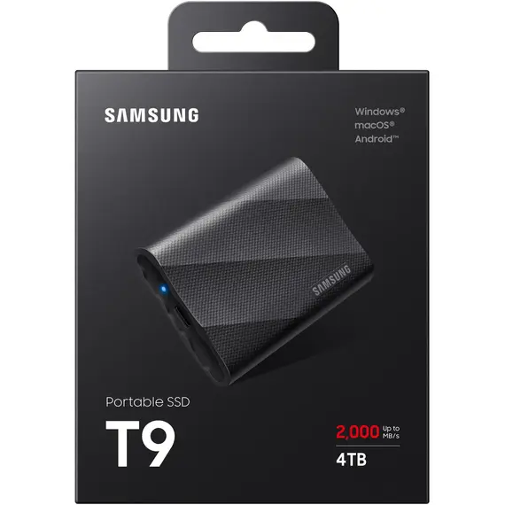 Samsung - T9 Portable SSD 4TB, Up to 2,000MB/s, USB 3.2 Gen2 - Black, 3 image