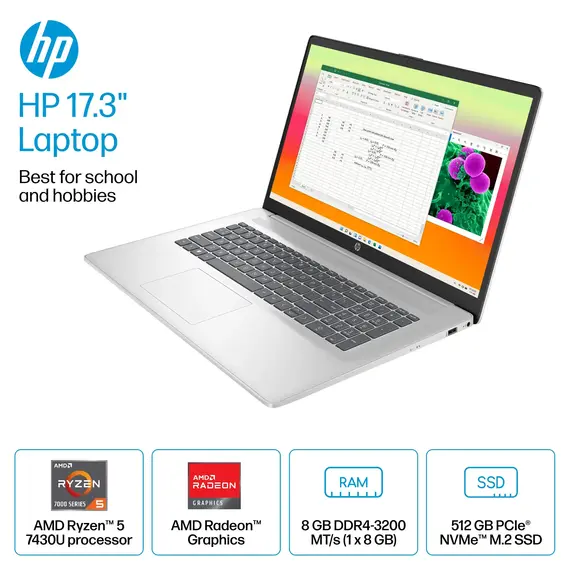 Top ponuda HP - 17.3" Full HD Laptop - AMD Ryzen 5 - 8GB Memory - 512GB SSD - Natural Silver, 2 image - LaptopPlaza uvoz i distribucija laptopova, projektora i druge IT opreme