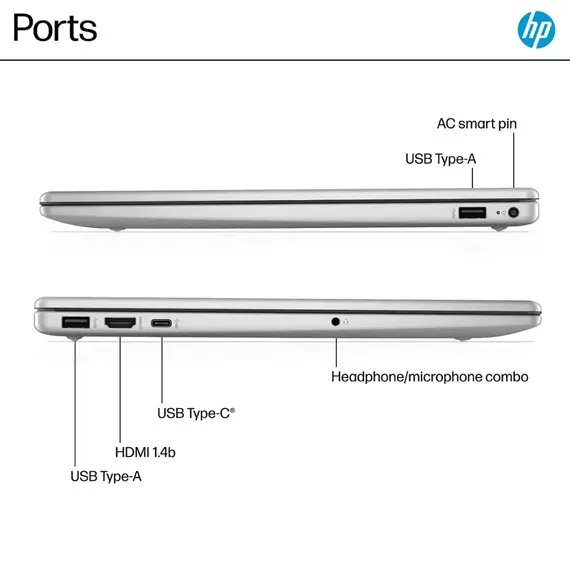HP Laptop 15-fd0127dx B4HN8UA 15.6 Full HD Touch-Screen Intel Core 7 150U / 7 150U 16GB DDR5 RAM 512GB SSD Windows 11 Home - Natural Silver, 4 image