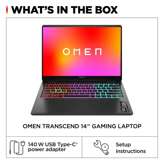 Top ponuda HP OMEN - Transcend 14" 120Hz 3K OLED Gaming Laptop - Intel Core Ultra 7-155H - 16GB Memory - NVIDIA GeForce RTX 4060 - 1TB SSD - Shadow Black, 5 image - LaptopPlaza uvoz i distribucija laptopova, projektora i druge IT opreme
