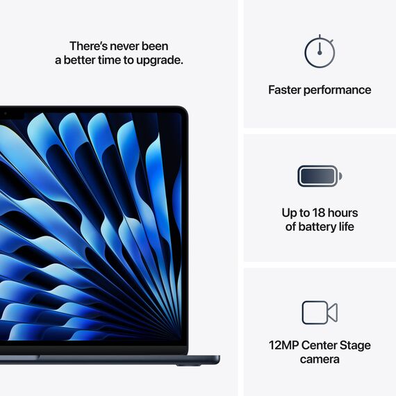 Apple 15" MacBook Air 16GB 512GB (M4, 10-Core GPU | 16-Core Neural Engine, Midnight) MW1M3ZE/A, Ram: 16GB, Velicina hard diska: 512GB, Display: od 15-15.9 inch, Color: Midnight, Video adapter: 10-Core GPU | 16-Core Neural Engine, Tip procesora: Apple M4 10-Core Chip, 4 image