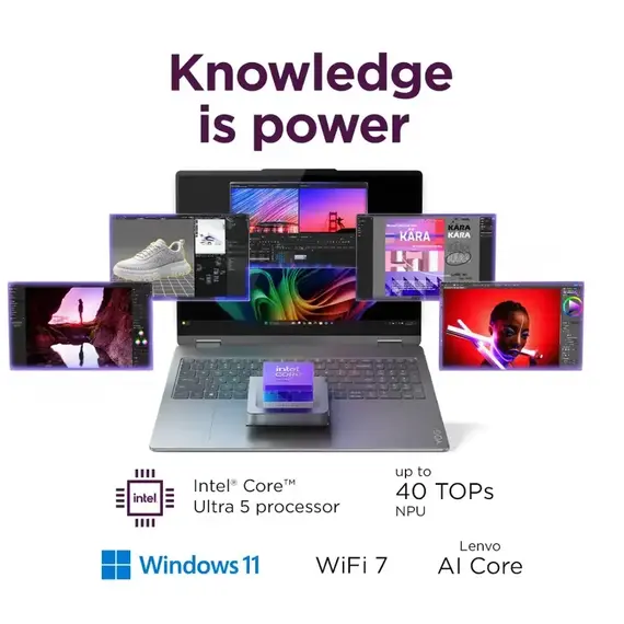 Lenovo - Yoga 7i 2-in-1 - Copilot+ PC - 16" 2K Touchscreen Laptop - Intel Core Ultra 5 Processor - 16GB Memory - 512GB SSD - Luna Grey, 2 image