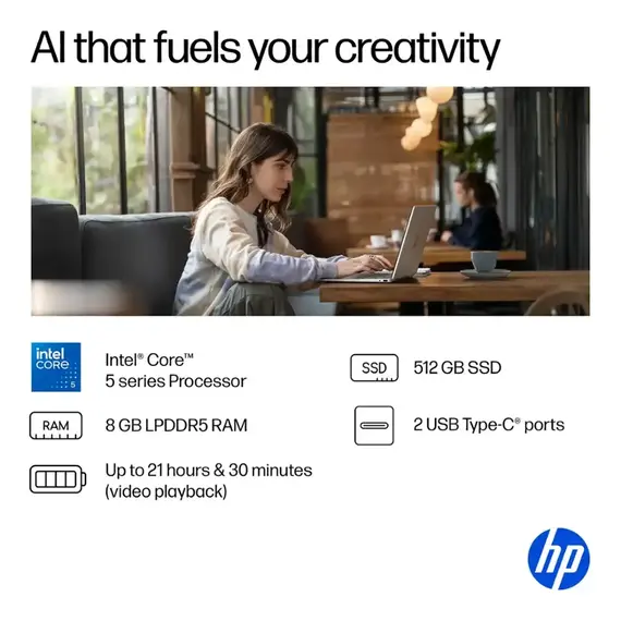 HP - OmniBook 5 Flip 2-in-1 14" 2K Touch-Screen Laptop - Intel Core 5 - 8GB Memory - 512GB SSD - Glacier Silver, 2 image