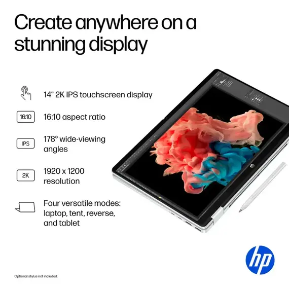 HP - OmniBook 5 Flip 2-in-1 14" 2K Touch-Screen Laptop - Intel Core 5 - 8GB Memory - 512GB SSD - Glacier Silver, 3 image