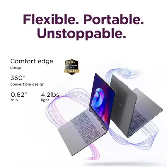 Lenovo - Yoga 7i 2-in-1 - Copilot+ PC - 16" 2K Touchscreen Laptop - Intel Core Ultra 5 Processor - 16GB Memory - 512GB SSD - Luna Grey, 3 image