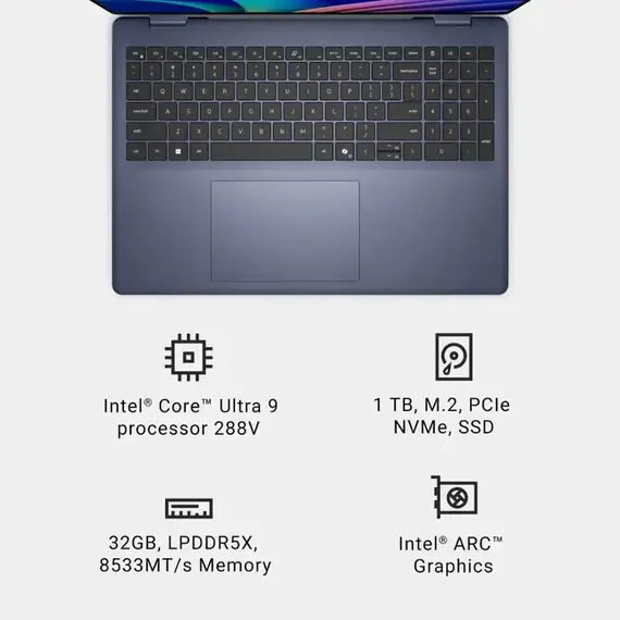 Dell - Plus 2-In-1 16" Mini-LED Touch Screen Laptop - Intel Core Ultra 9 Copilot+ PC with 32GB Memory - 1TB SSD - Midnight, 3 image