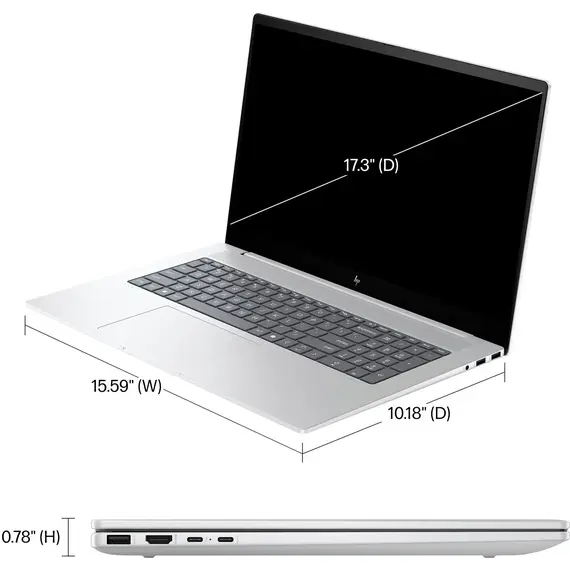 HP - OmniBook X - Copilot+ PC - 17.3" Full HD Touch-Screen Laptop - Intel Core Ultra 7 - 32GB Memory - 2TB SSD - Glacier Silver, 4 image