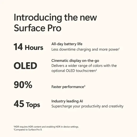 Microsoft - Surface Pro - Copilot+ PC - 13” - Snapdragon X Plus 10 Core - 16GB RAM - 512GB SSD - Device+Keyboard Bundle - Black, 5 image