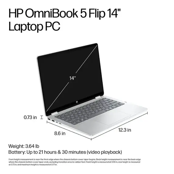 HP - OmniBook 5 Flip 2-in-1 14" 2K Touch-Screen Laptop - Intel Core 5 - 8GB Memory - 512GB SSD - Glacier Silver, 5 image