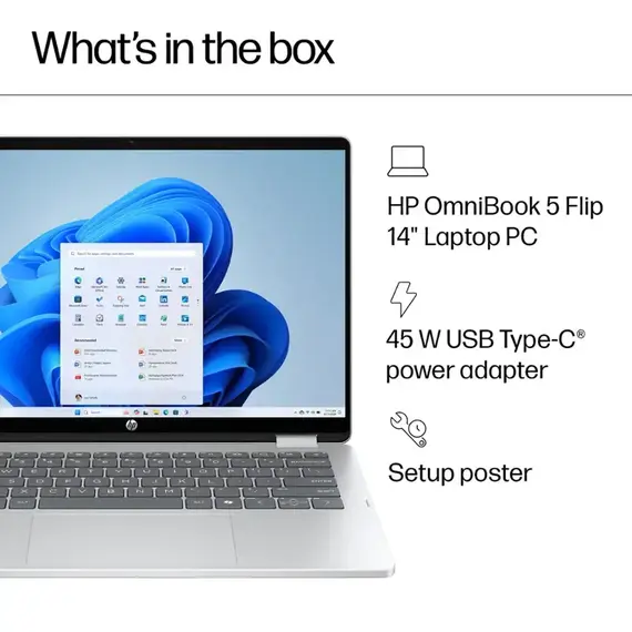 HP - OmniBook 5 Flip 2-in-1 14" 2K Touch-Screen Laptop - Intel Core 5 - 8GB Memory - 512GB SSD - Glacier Silver, 6 image