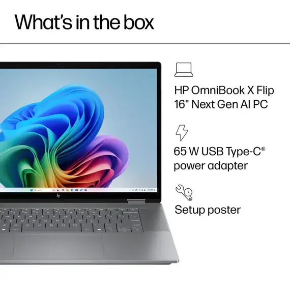 HP - OmniBook X Flip 2-in-1 - Copilot+ PC - 16" 2K Touch-Screen Laptop - AMD Ryzen AI 7 - 24GB Memory - 1TB SSD - Meteor Silver, 6 image