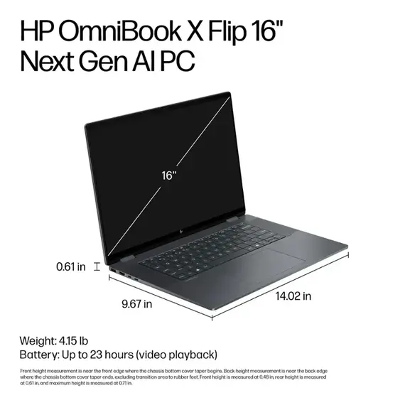 HP OmniBook X Flip 2-in-1 16-as0023dx 16 LED Touchscreen Intel Core ULTRA 7 256V 16GB on-board DDR5 1TB SSD windows 11 home, 6 image