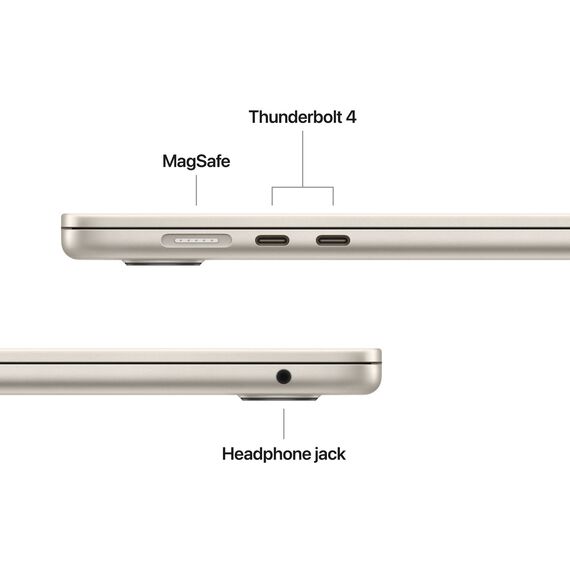 Apple 15" MacBook Air 24GB 512GB (M4, 10-Core GPU | 16-Core Neural Engine, Starlight) MC6K4ZE/A, Ram: 24Gb, Velicina hard diska: 512GB, Display: od 15-15.9 inch, Color: Starlight, Video adapter: 10-Core GPU | 16-Core Neural Engine, Tip procesora: Apple M4 10-Core Chip, 3 image