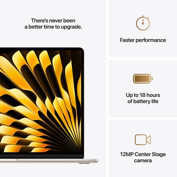 Apple 15" MacBook Air 24GB 1TB (M4, 10-Core GPU | 16-Core Neural Engine, Starlight) Z1DD000G0, Ram: 24Gb, Velicina hard diska: 1TB, Display: od 15-15.9 inch, Color: Starlight, Video adapter: 10-Core GPU | 16-Core Neural Engine, Tip procesora: Apple M4 10-Core Chip, 4 image