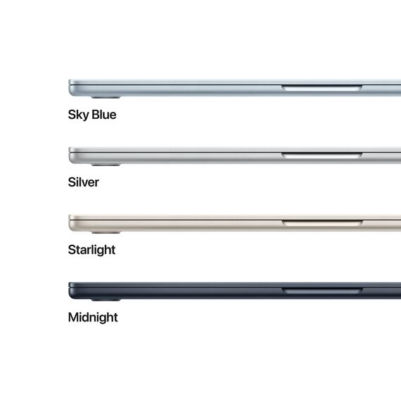 Apple 15" MacBook Air 24GB 1TB (M4, 10-Core GPU | 16-Core Neural Engine, Sky Blue) Z1HD000G0, Ram: 24Gb, Velicina hard diska: 1TB, Display: od 15-15.9 inch, Color: Sky Blue, Video adapter: 10-Core GPU | 16-Core Neural Engine, Tip procesora: Apple M4 10-Core Chip, 6 image