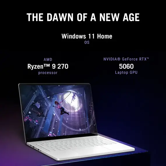 ASUS - ROG Zephyrus G14 14" OLED 3K 120Hz Gaming Laptop - AMD Ryzen 9 270 - 16GB LPDDR5X - GeForce RTX 5060 - 1TB SSD - Platinum White, 5 image