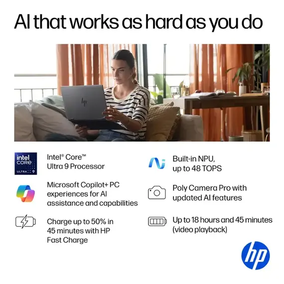 HP - OmniBook X Flip - Copilot+ PC - 16" 3K OLED Touch-Screen Laptop - Intel Core Ultra 9 - 32GB Memory - 2TB SSD - Eclipse Gray, 3 image
