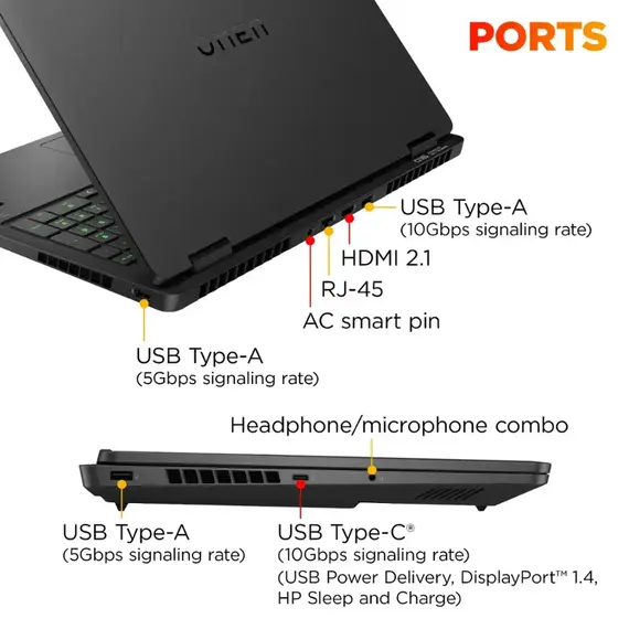 HP OMEN - 16" 2K 144Hz Gaming Laptop - AMD Ryzen 9 8940HX - 32GB DDR5 Memory - NVIDIA GeForce RTX 5060 - 1TB SSD - Shadow Black, 3 image