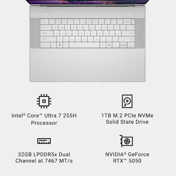 Dell - Premium 16" 120Hz Touch-Screen Laptop 4K - Intel Core Ultra 7-255H with 32GB Memory - NVIDIA GeForce RTX 5050 - 1TB SSD - Platinum, 4 image
