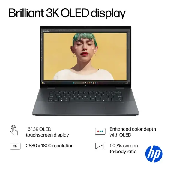 HP - OmniBook X Flip - Copilot+ PC - 16" 3K OLED Touch-Screen Laptop - Intel Core Ultra 9 - 32GB Memory - 2TB SSD - Eclipse Gray, 4 image