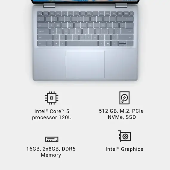Dell - Inspiron 14 2-in-1 14" Touch Screen Laptop - Intel Core 5 with 16GB Memory - 512GB SSD - Ice Blue, 5 image