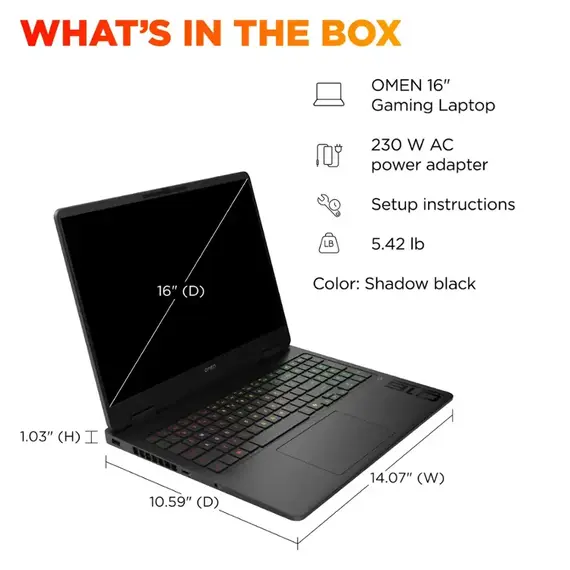 HP OMEN - 16" 2K 144Hz Gaming Laptop - AMD Ryzen 9 8940HX - 32GB DDR5 Memory - NVIDIA GeForce RTX 5060 - 1TB SSD - Shadow Black, 6 image