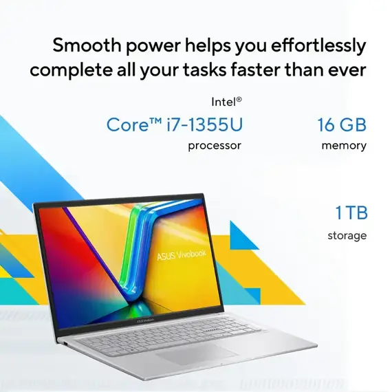 ASUS - Vivobook 17 17.3" FHD Laptop - Intel Core i7-1355U with 16GB RAM - 1TB SSD - Cool Silver, 8 image