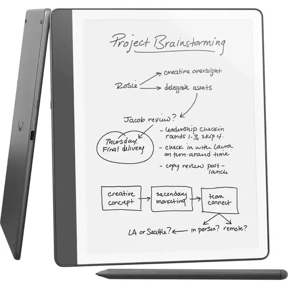 Amazon Kindle Scribe (16GB) - Your notes, documents and books, all in one place. With built-in AI notebook summarization. Includes Premium Pen - Tungsten