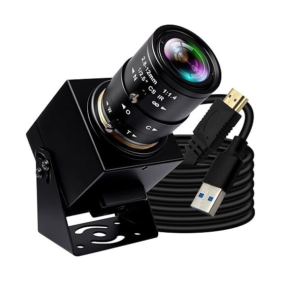 HDMI 60fps USB Camera 4K High Speed Camera USB3.0 HDMI Simultaneous Output Camera 2.8-12mm 4X Manual Zoom Lens H.264 Close-up USB Video Camera for TV Projector Monitor Industrial Application