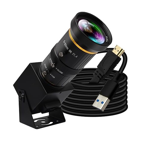 High Speed 4K HDMI USB Camera with 60fps Simultaneous USB3.0 and HDMI Output 5-50mm 10X Manual Focus Lens for Close-Up Industrial Applications in Computer Microscopy and Telescopic Imaging