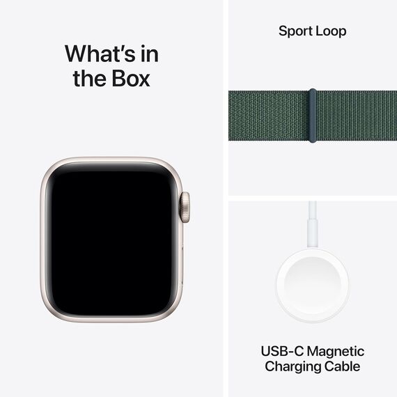 Apple Watch SE (2nd Gen) [GPS 40mm] Smartwatch with Starlight Aluminum Case with Lake Green Sport Loop One Size. Fitness and Sleep Trackers, Crash Detection, Heart Rate Monitor, Carbon Neutral, Velicina sata: 40mm Case + Small/Medium band, Color: Starlight Aluminum Case with Lake Green Sport Loop, 2 image