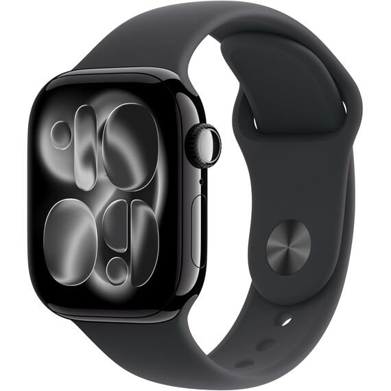 Apple Watch Series 11 [GPS 42mm] Smartwatch with Jet Black Aluminum Case with Black Sport Band - S/M. Sleep Score, Fitness Tracker, Health Monitoring, Always-On Display, Water Resistant, Velicina sata: 42mm case + Small/Medium band, Color: Jet Black Aluminum Case w/ Black Sport Band