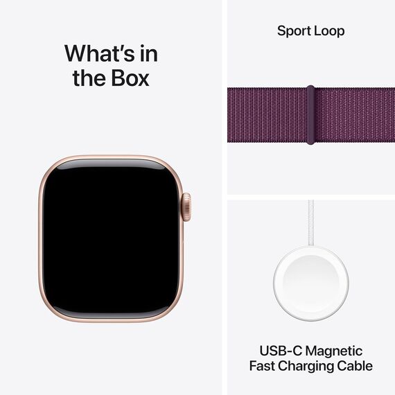 Apple Watch Series 10 [GPS 42mm case] Smartwatch with Rose Gold Aluminium Case with Plum Sport Loop. Fitness Tracker, ECG App, Always-On Retina Display, Carbon Neutral, Velicina sata: 42mm case + Small/Medium band, Color: Rose Gold Aluminium Case with Plum Sport Loop, 2 image