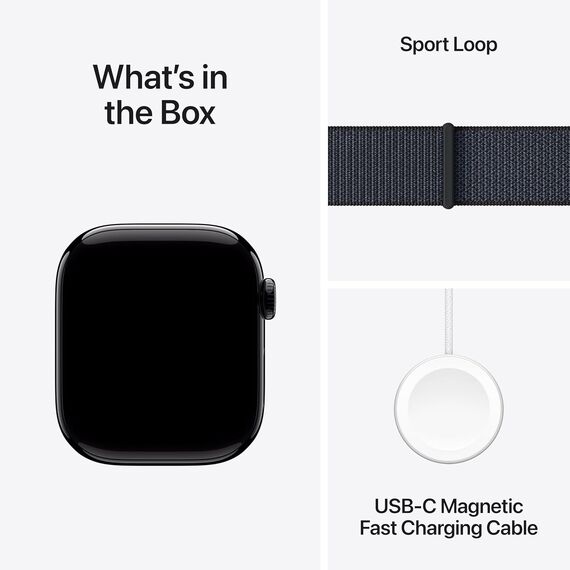 Apple Watch Series 10 [GPS 42mm case] Smartwatch with Jet Black Aluminium Case with Ink Sport Loop. Fitness Tracker, ECG App, Always-On Retina Display, Carbon Neutral, Velicina sata: 42mm case + Small/Medium band, Color: Jet Black Aluminium Case with Ink Sport Loop, 2 image