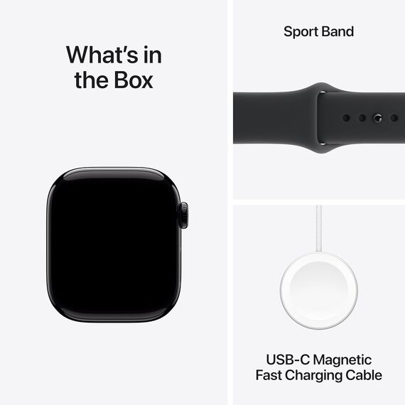Apple Watch Series 11 [GPS 42mm] Smartwatch with Jet Black Aluminum Case with Black Sport Band - S/M. Sleep Score, Fitness Tracker, Health Monitoring, Always-On Display, Water Resistant, Velicina sata: 42mm case + Small/Medium band, Color: Jet Black Aluminum Case w/ Black Sport Band, 2 image