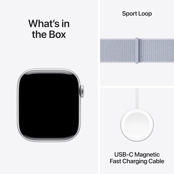 Apple Watch Series 10 [GPS 46mm case] Smartwatch with Silver Aluminium Case with Blue Cloud Sport Loop. Fitness Tracker, ECG App, Always-On Retina Display, Carbon Neutral, Velicina sata: 46mm case + Medium/Large band, Color: Silver Aluminium Case with Blue Cloud Sport Loop, 2 image