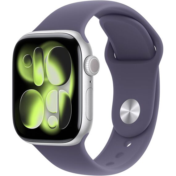 Apple Watch Series 11 [GPS 42mm] Smartwatch with Silver Aluminum Case with Purple Fog Sport Band - S/M. Sleep Score, Fitness Tracker, Health Monitoring, Always-On Display, Water Resistant MEU64RK/A, Velicina sata: 42mm case + Small/Medium band, Color: Silver Aluminum Case w/ Purple Fog Sport Band